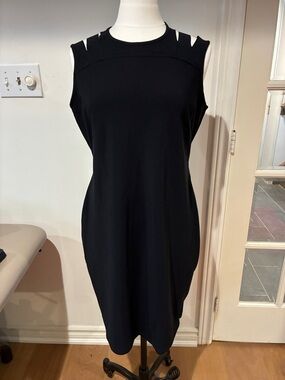 Sarah Pacini Black Sleeveless Mini Dress with Shoulder Slits